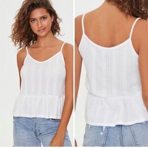 Paper Crane White Knit Peplum Cami Top